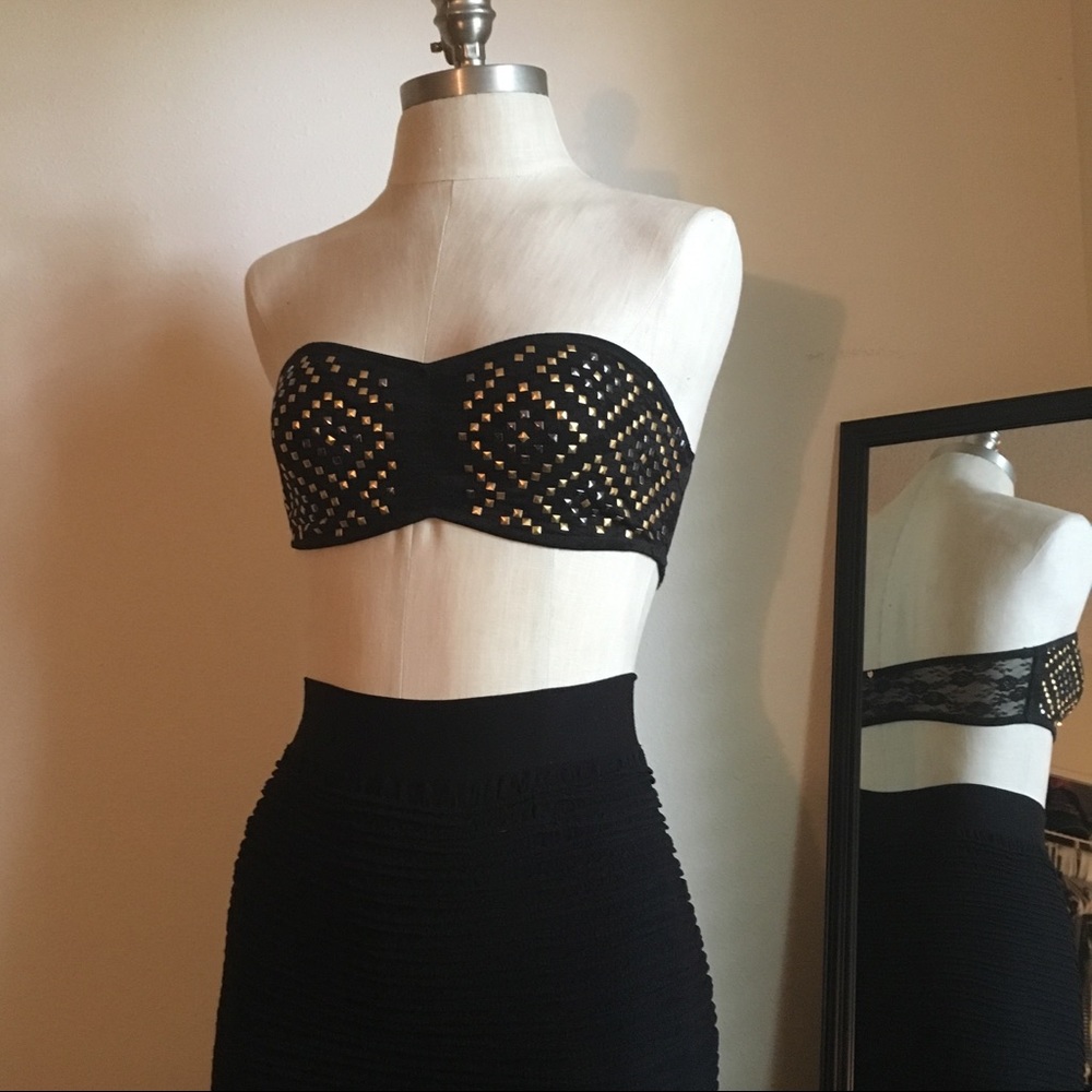 Black Studded Lace Bandeau